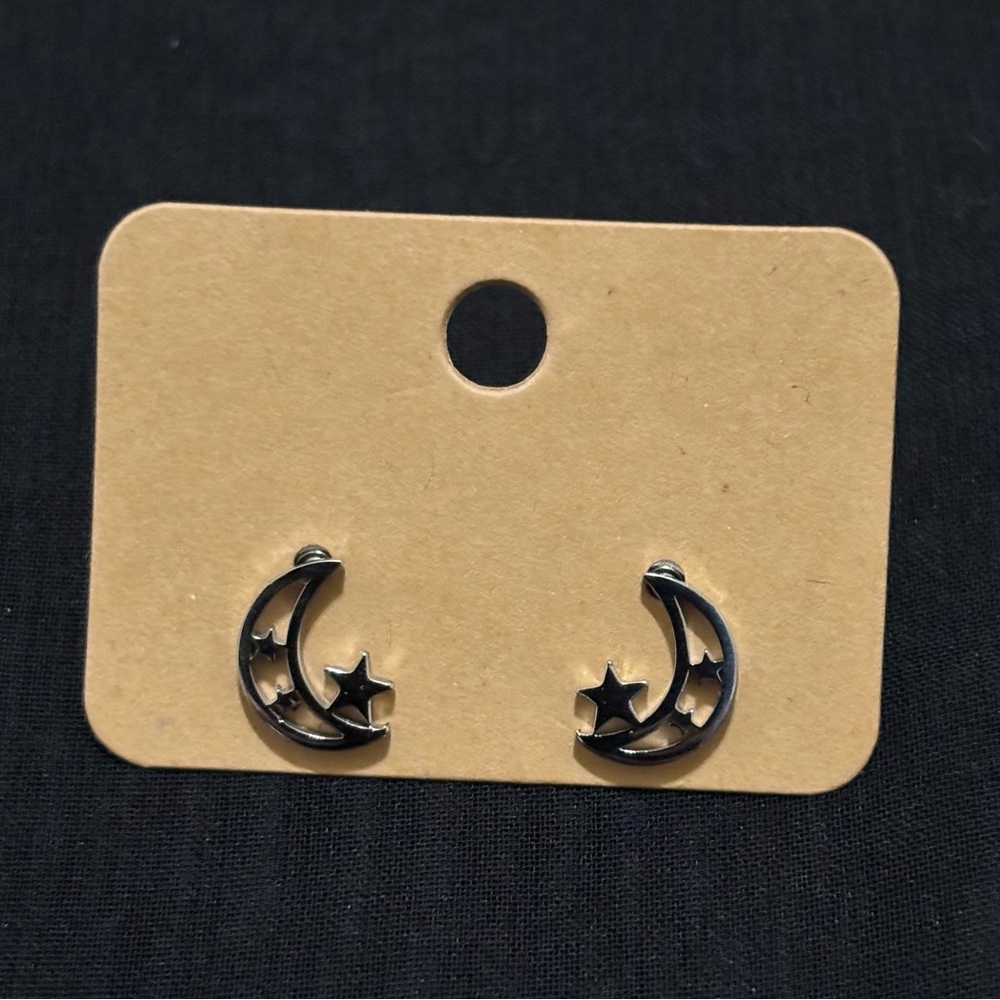 Silver Moon and Star Earrings